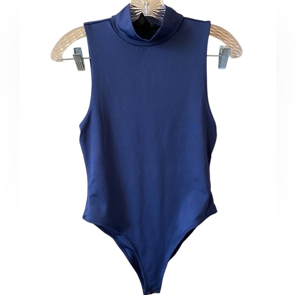 NWOT Forever 21 Navy Blue Mockneck Tank Bodysuit - Picture 1 of 3